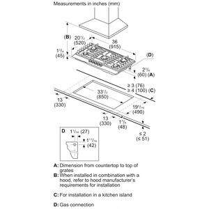 Bosch 300 Series 36 in. 5-Burner Natural Gas Cooktop with Simmer Burner & Power Burner - Stainless Steel, , hires