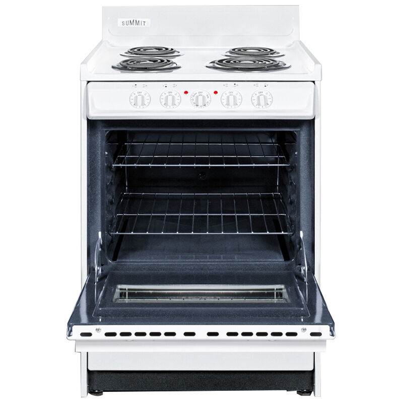 Summit 24 in. 2.9 cu. ft. Oven Freestanding Electric Range with 4 Coil Burners - White, , hires