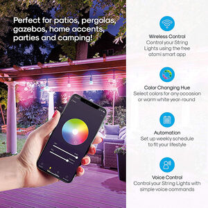 Atomi smart 2nd Gen. Color-Changing String Lights - 24ft, , hires