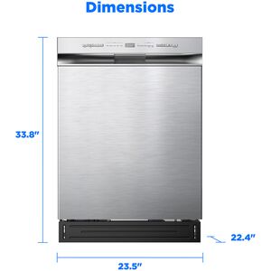 Midea 24 in. Front Control Flush-Mount Dishwasher with 52 dBA Sound level, Auto Open Door & Pocket Handle - Stainless Steel, , hires