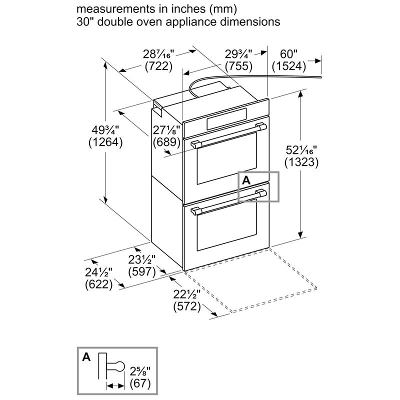Thermador Masterpiece Series 30 in. 9.2 cu. ft. Smart Top Control Electric Double Wall Oven with True European Convection - Grey, , hires