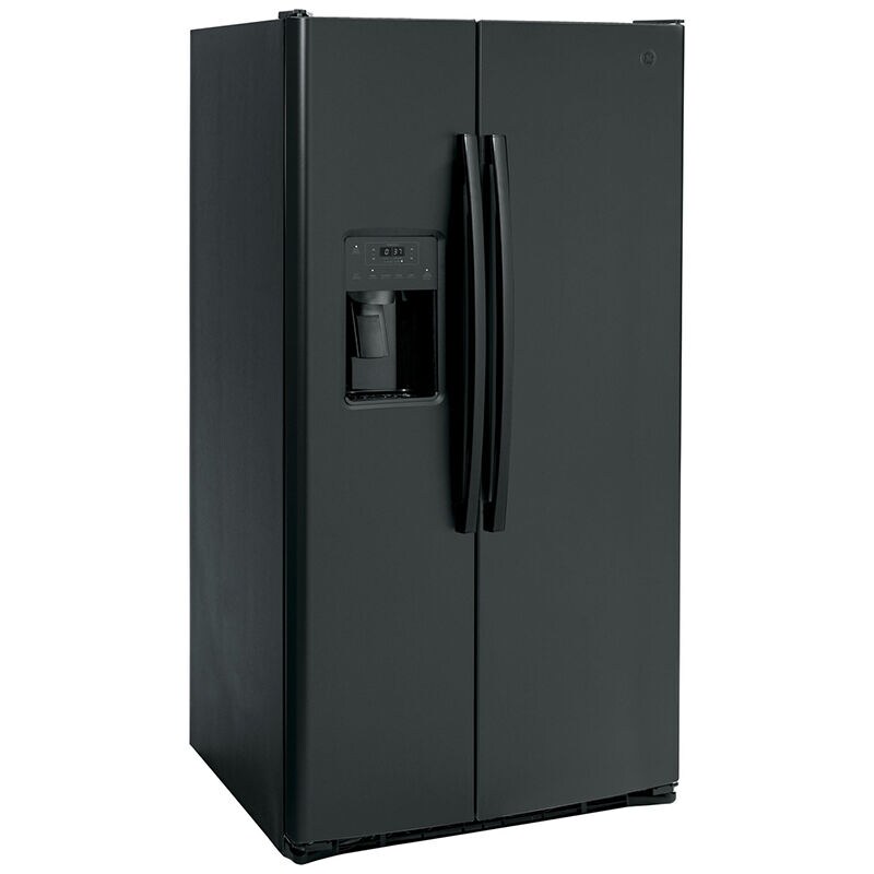 GE 36 in. 25.3 cu. ft. Energy Star Side-by-Side Refrigerator with External Ice & Water Dispenser - Black, Black, hires