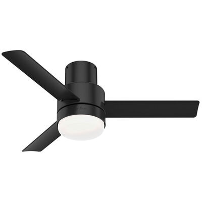 Hunter Casablanca 44 in. Gilmour Low Profile Damp Rated Ceiling Fan with LED Light Kit and Handheld Remote - Matte Black | 51333