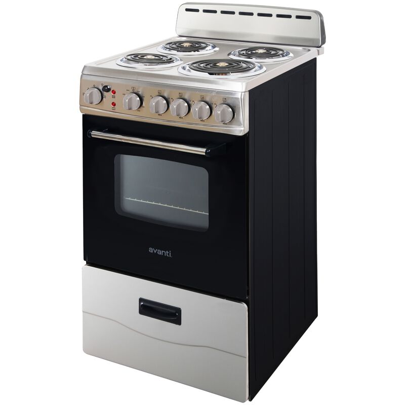 Avanti 20 in. 2.1 cu. ft. Electric Range with Coil Burners - Stainless Steel, , hires