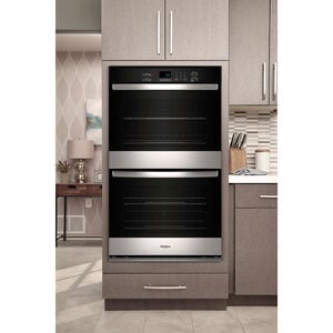 Whirlpool 30 in. 10 cu. ft. Top Control Electric Double Wall Oven - Stainless Steel, , hires