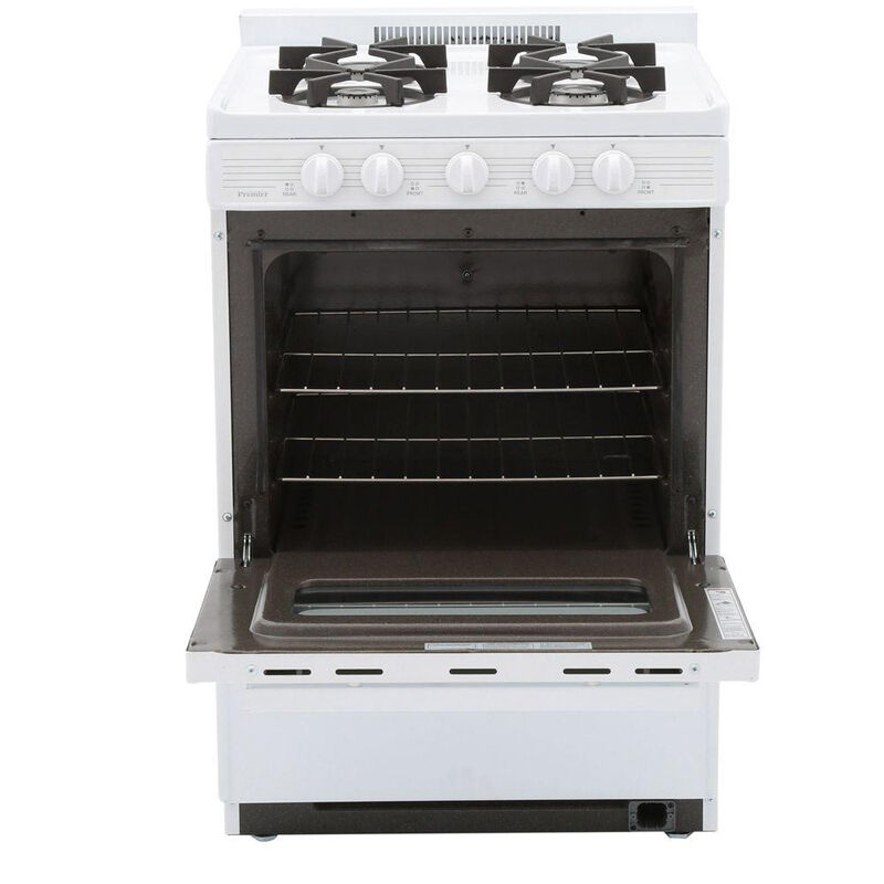 Premier 24 in. 2.9 cu. ft. Gas Range with 4 Sealed Burners - White, , hires