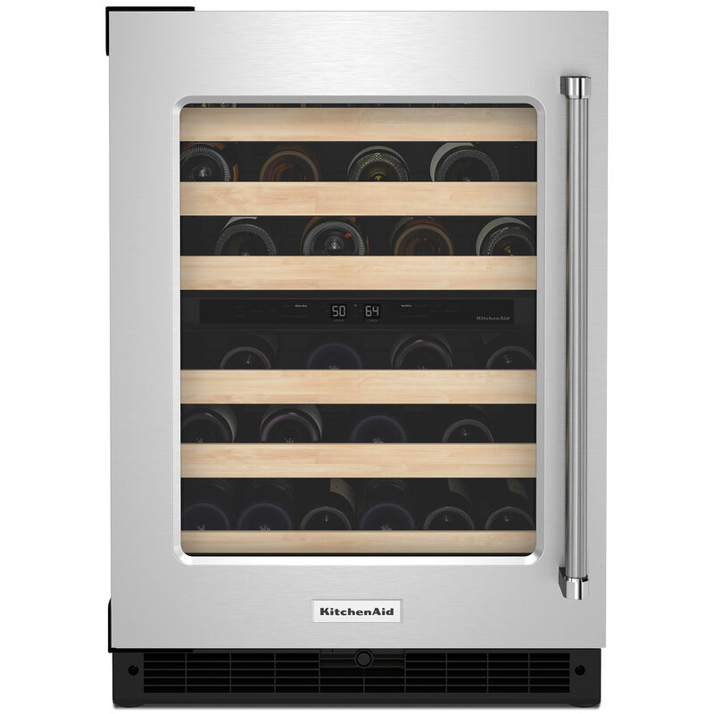 KitchenAid 24 in. Undercounter Wine Cooler with Wood Front Racks, Dual