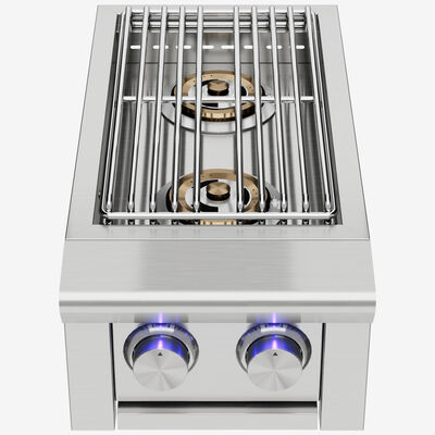 XO Performance 13 in. Natural Gas Twin Side Burner - Stainless Steel | XOGSIDEBXLTN