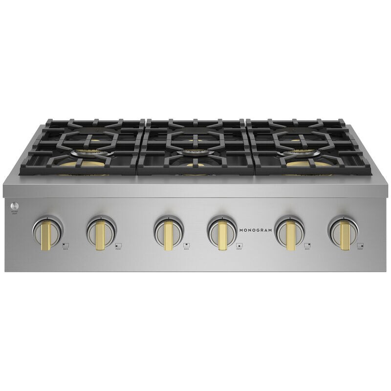 Monogram Professional Series 36 in. 6-Burner Natural Gas Rangetop with Simmer Burner & Power Burner - Stainless Steel, , hires