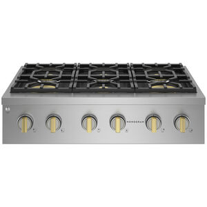 Monogram Professional Series 36 in. Natural Gas Cooktop with 6 Sealed Burners - Stainless Steel, , hires