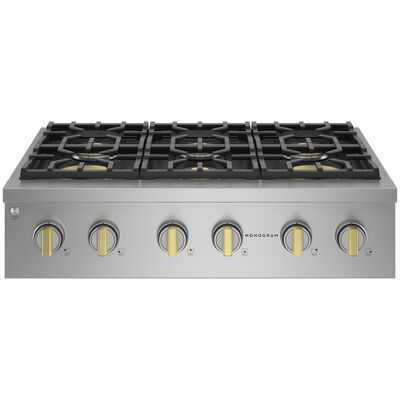 Monogram Professional Series 36 in. Natural Gas Cooktop with 6 Sealed Burners - Stainless Steel | ZGU366NTSS