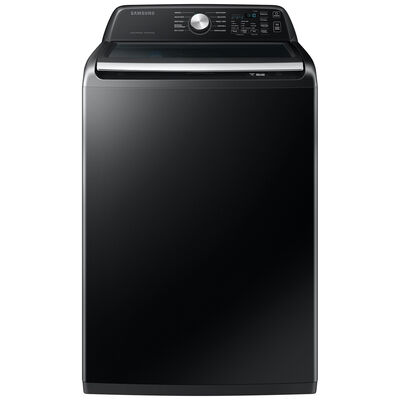 Samsung 27 in. 4.6 cu. ft. Smart Top Load Washer with ActiveWave Agitator & Active WaterJet - Brushed Black | WA46CG3505AV