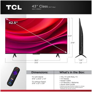 TCL - 43" Class Q6LR Series QLED 4K UHD Smart Roku TV, , hires