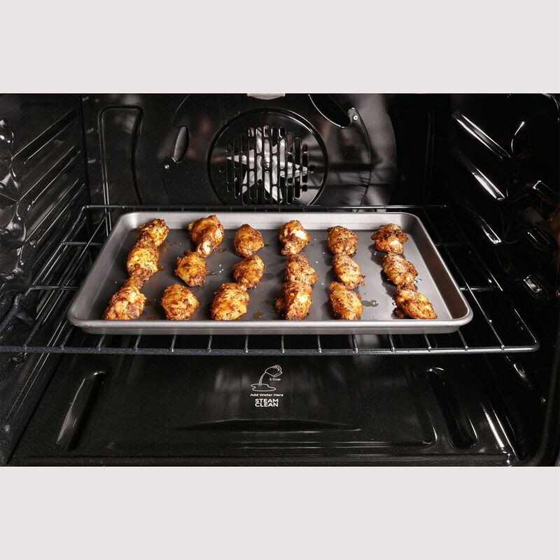 GE Profile 30 in. 6.8 cu. ft. Smart Air Fry True European Convection Double Oven Gas Range with 5 Sealed Burners, Grill & Griddle - Black Stainless, Black Stainless, hires