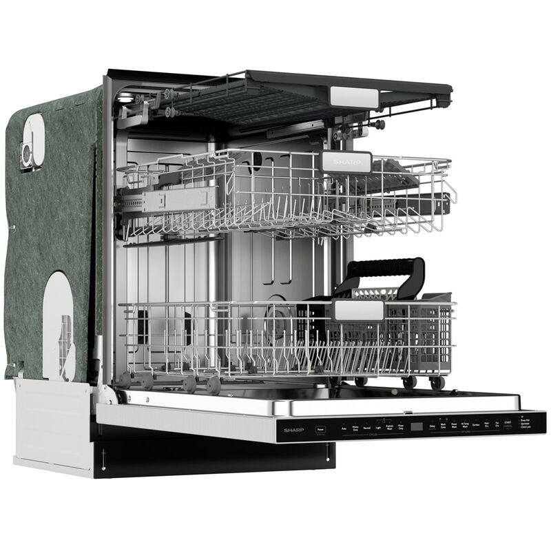 Sharp 24 in. Top Control Smart Dishwasher with 45 dBa Sound Level, 3rd-Rack & Pocket - Stainless Steel, , hires