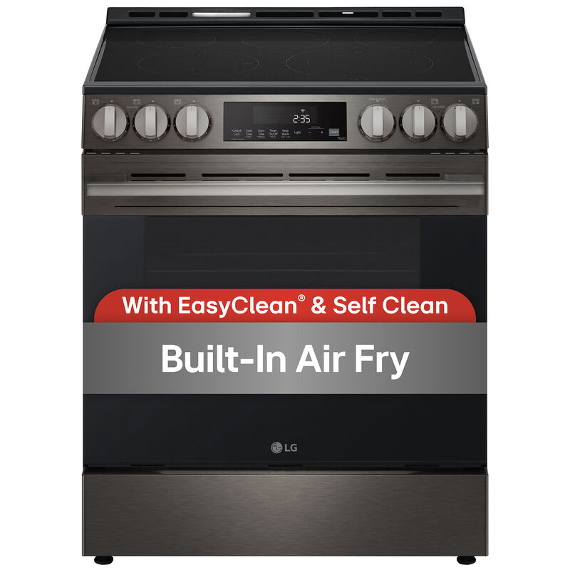 LG 30 in. 6.3 cu. ft. Smart Air-Fry Standard Convection Slide-In Electric Range with Radiant Burners - Black Stainless Steel, , hires