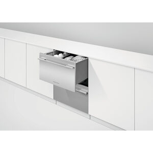 Fisher & Paykel Series 9 24 in. Smart Double Drawer with Top Control & 43 dBa Sound Level - Custom Panel Ready, , hires