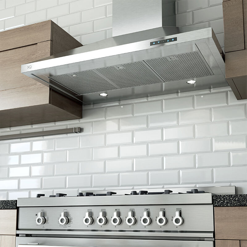 XO 42 in. Convertible Chimney Style Range Hood with 600 CFM, 3 Fan Speeds & 2 LED Lights - Stainless Steel, , hires