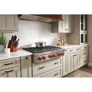 Wolf 36 in. 6-Burner Natural Gas Rangetop with Power Burner - Stainless Steel, , hires