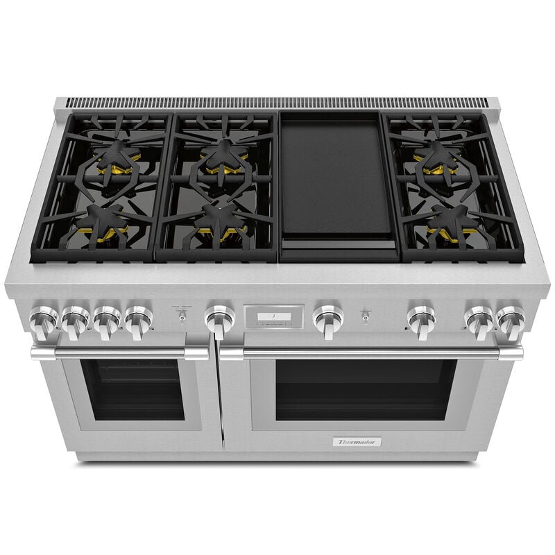 Thermador Pro Harmony Professional Series 48 in. 7.1 cu. ft. Smart Standard Convection Double Oven Gas Range with 6 Sealed Burners & Griddle - Stainless Steel, , hires