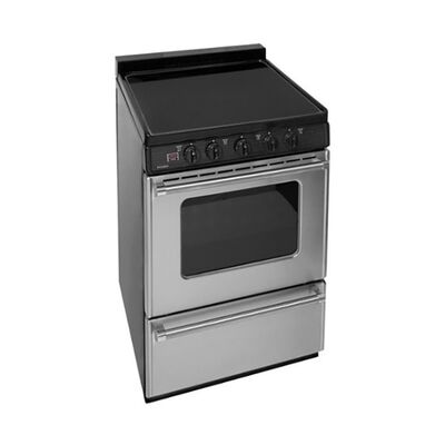 Premier 24 in. 3.0 cu. ft. Oven Freestanding Electric Range with 4 Smoothtop Burners - Stainless Steel | ECS7X0BP
