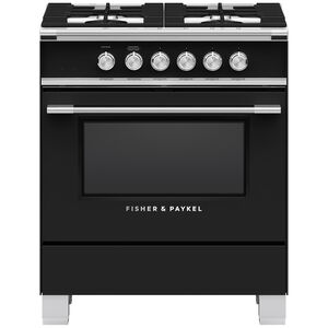 Fisher & Paykel 30 in. 3.5 cu. ft. Convection Oven Freestanding Gas Range with 4 Sealed Burners - Black, , hires