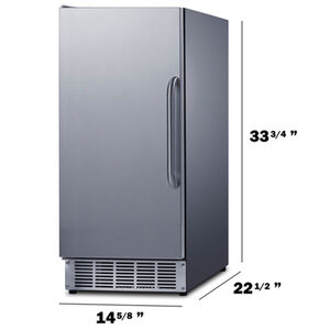 Summit 15 in. Built-In Undercounter Outdoor Commercial-Use Ice Maker with 25 lb. Ice Storage, Auto-Defrost & Digital Control - Stainless Steel, , hires