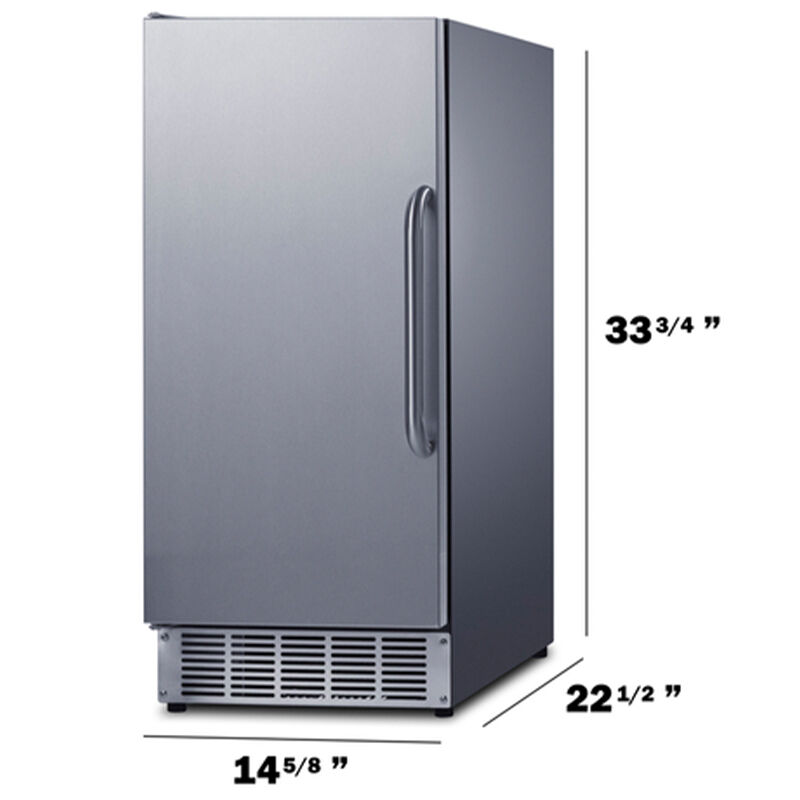 Summit 15 in. Built-In Undercounter Outdoor Commercial-Use Ice Maker with 25 lb. Ice Storage, Auto-Defrost & Digital Control - Stainless Steel, , hires