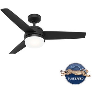 Hunter Midtown 48 in. Ceiling Fan with LED Light Kit and Handheld Remote - Matte Black, Matte Black, hires