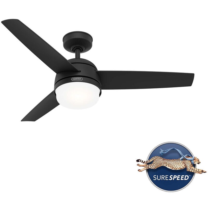 Hunter Midtown 48 in. Ceiling Fan with LED Light Kit and Handheld Remote - Matte Black, Matte Black, hires
