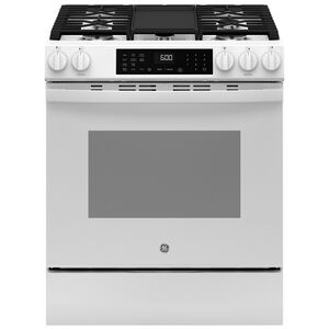 GE 30 in. 5.3 cu. ft. Smart Air Fry Convection Oven Slide-In Natural Gas Range with 5 Sealed Burners & Griddle - White, , hires