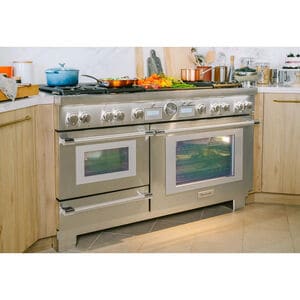 Thermador Pro Grand Professional Series 60 in. 7.3 cu. ft. Smart True European Convection Steam Double Oven Dual Fuel Range with 6 Sealed Burners & Griddle - Stainless Steel, , hires