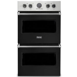 Viking 5 Series 30 in. 9.4 cu. ft. Electric Double Wall Oven with True European Convection & Self Clean - Cast Black, , hires