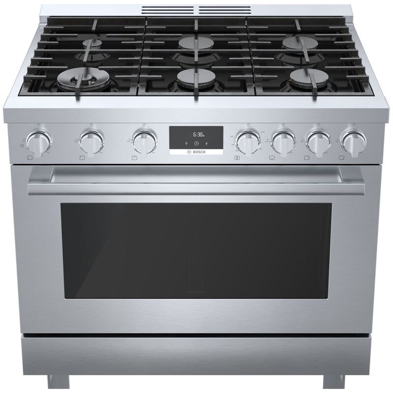 Bosch 800 Series 36 in. 3.4 cu. ft. Standard Convection Gas Range with 6 Sealed Burners - Stainless Steel, , hires