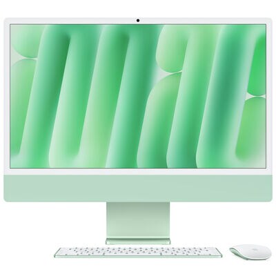 Apple iMac with 24-inch 4.5K Retina Display, M4 10-Core Chip, 16GB RAM, 256GB Storage, 10-Core GPU, 4 USB Ports, Green | MWUY3LL-A