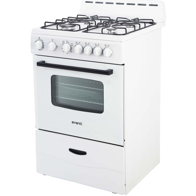 Avanti 24 in. 2.6 cu. ft. Gas Range with 4 Sealed Burners - White, , hires