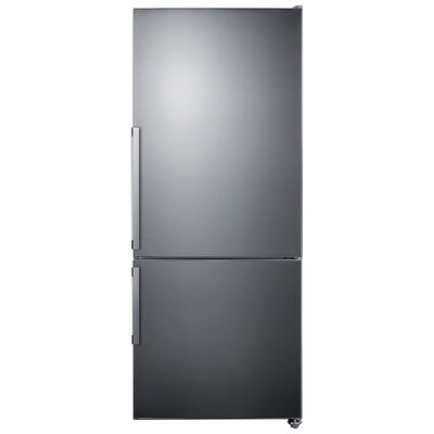 Summit Thin Line Series 28 in. 13.8 cu. ft. Counter Depth Bottom Freezer Refrigerator with Ice Maker - Stainless Steel | FFBF284SSIM