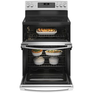 GE 30 in. 6.6 cu. ft. Air Fry Standard Convection Double Oven Electric Range with Smoothtop Burners - Stainless Steel, Stainless Steel, hires