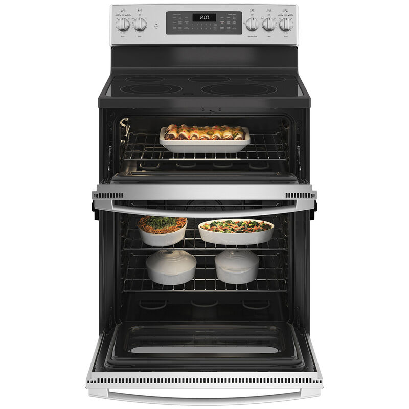 GE 30 in. 6.6 cu. ft. Air Fry Standard Convection Double Oven Electric Range with Smoothtop Burners - Stainless Steel, Stainless Steel, hires