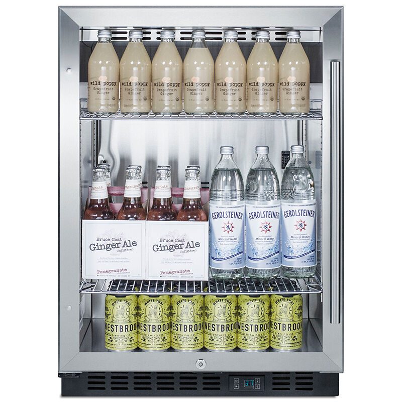 Summit 24 in. 5.0 cu. ft. Built-In/Freestanding Beverage Center with Adjustable Shelves & Digital Control - Stainless Steel, , hires
