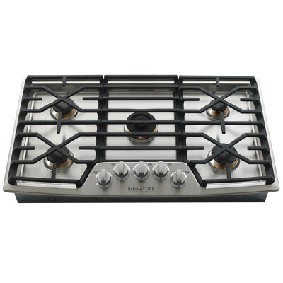 Signature Kitchen Suite 36 in. 5-Burner Smart Natural Gas Cooktop with Griddle, Simmer Burner & Power Burner - Stainless Steel | UPCG3654ST