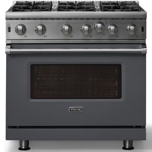 Viking 5 Series 36 in. 5.1 cu. ft. Standard Convection Gas Range with Open Burners - Cast Black, , hires