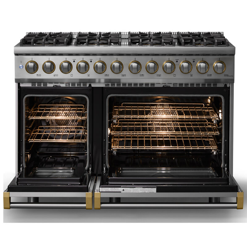 Viking 5 Series 48 in. 7.3 cu. ft. True European Convection Double Oven Dual Fuel Range with 8 Sealed Burners - Stainless Steel, , hires