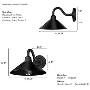 Hunter Skyflow Rustic Modern Metal Cone Outdoor Small Wall Light- Matte Black, , hires