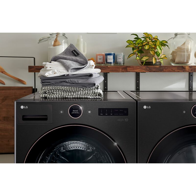 LG 27 in. 7.4 cu. ft. Smart Stackable Gas Dryer with AI Sensor Dry, TurboSteam, Sanitize & Steam Cycle - Black, Black, hires