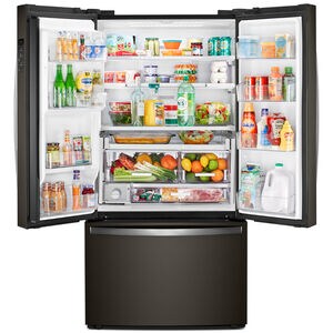 Whirlpool 36 in. 23.8 cu. ft. Counter Depth French Door Refrigerator with Ice & Water Dispenser - Black Stainless Steel, Black Stainless Steel, hires