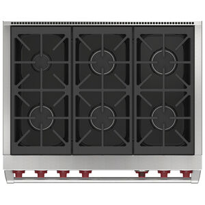 Wolf 36 in. 6.3 cu. ft. Smart Dual Convection Dual Fuel Range with 6 Sealed Burners - Stainless Steel, , hires