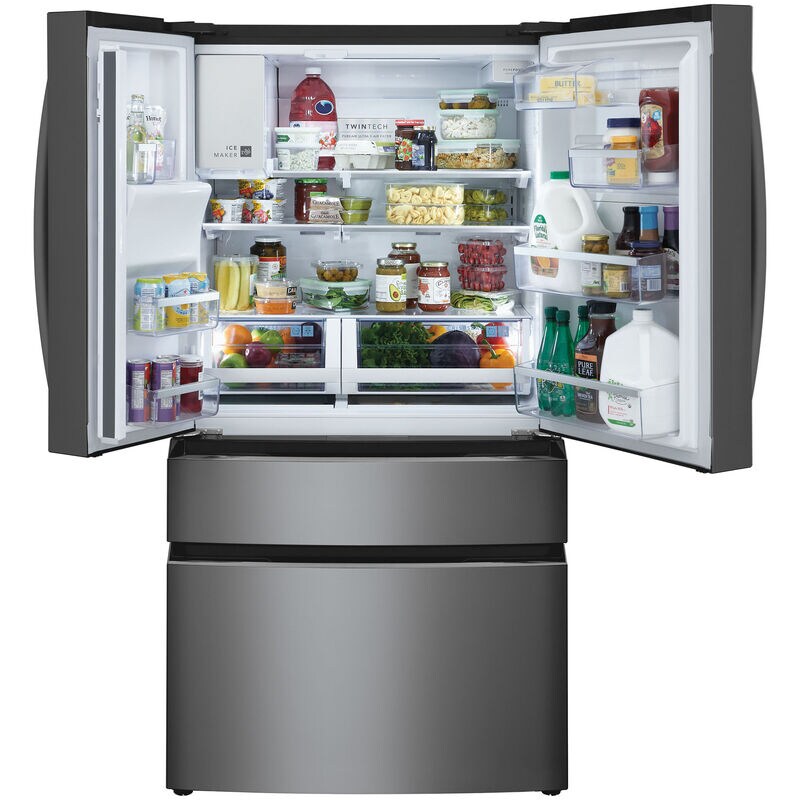 Frigidaire Gallery 36 in. 21.5 cu. ft. Counter Depth 4-Door French Door Refrigerator with Ice & Water Dispenser - Black Stainless, Black Stainless, hires