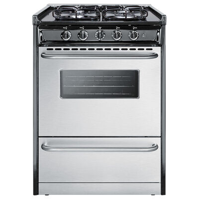 Summit 24 in. 2.9 cu. ft. Oven Slide-In Natural Gas Range with 4 Sealed Burners - Stainless Steel | TTM61027BRSW