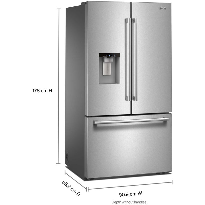 Maytag 36 in. 29.6 cu. ft. French Door Refrigerator with Ice & Water Dispenser - Fingerprint Resistant Stainless Steel, , hires